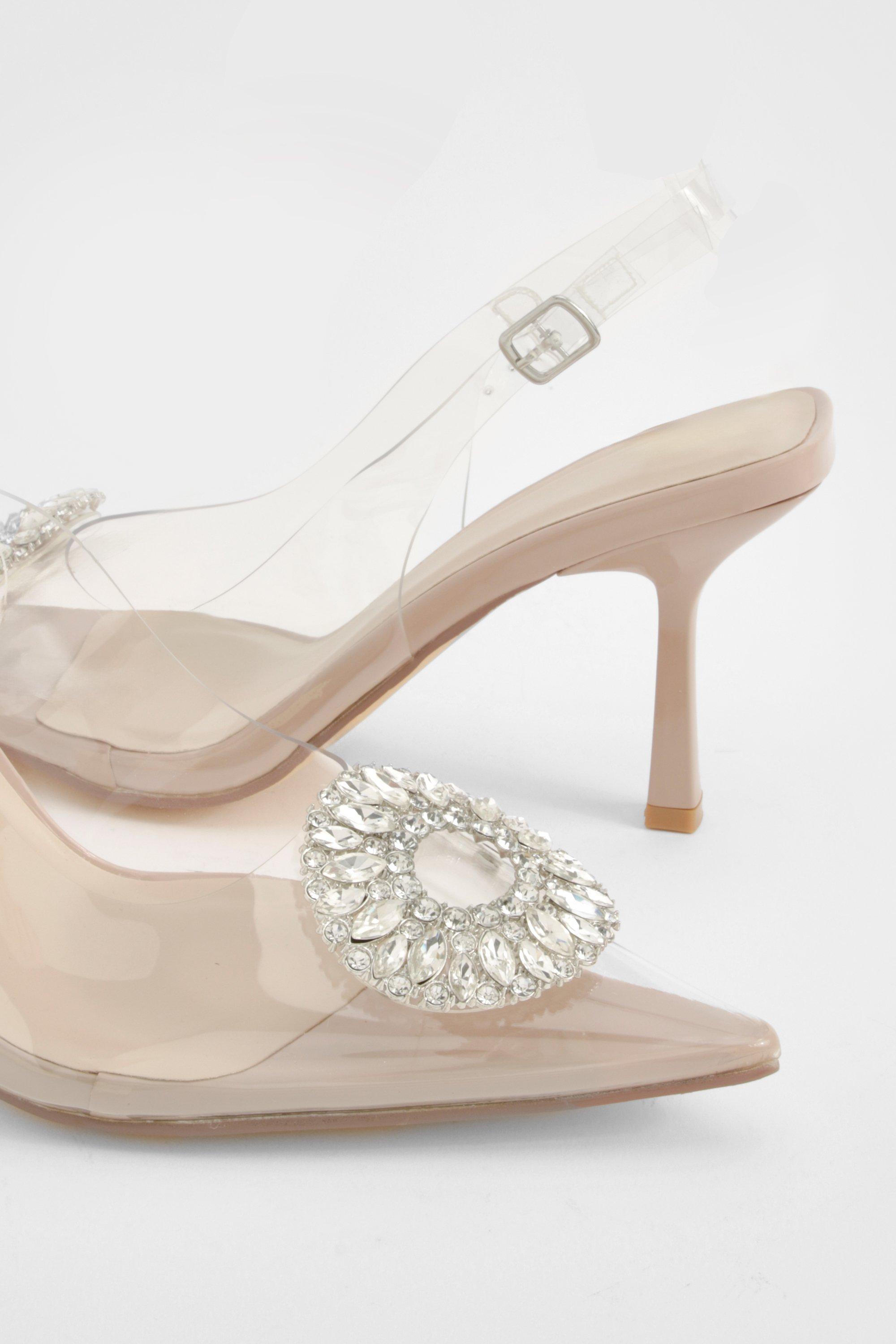 Embellished Detail Clear Slingback Court Heel Embellished Detail Clear Slingback Court Heel