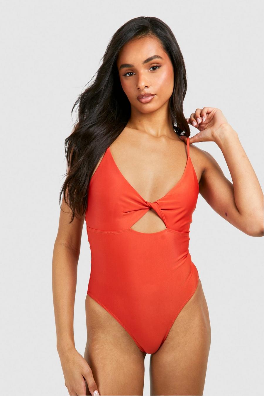 Rust Tall Twist Front Tummy Control Swimsuit image number 1