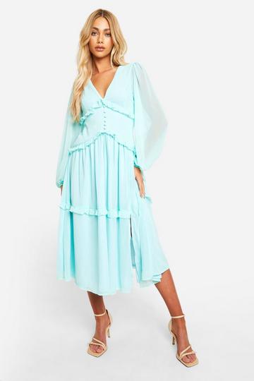 Sage Green Ruffle Smock Dress