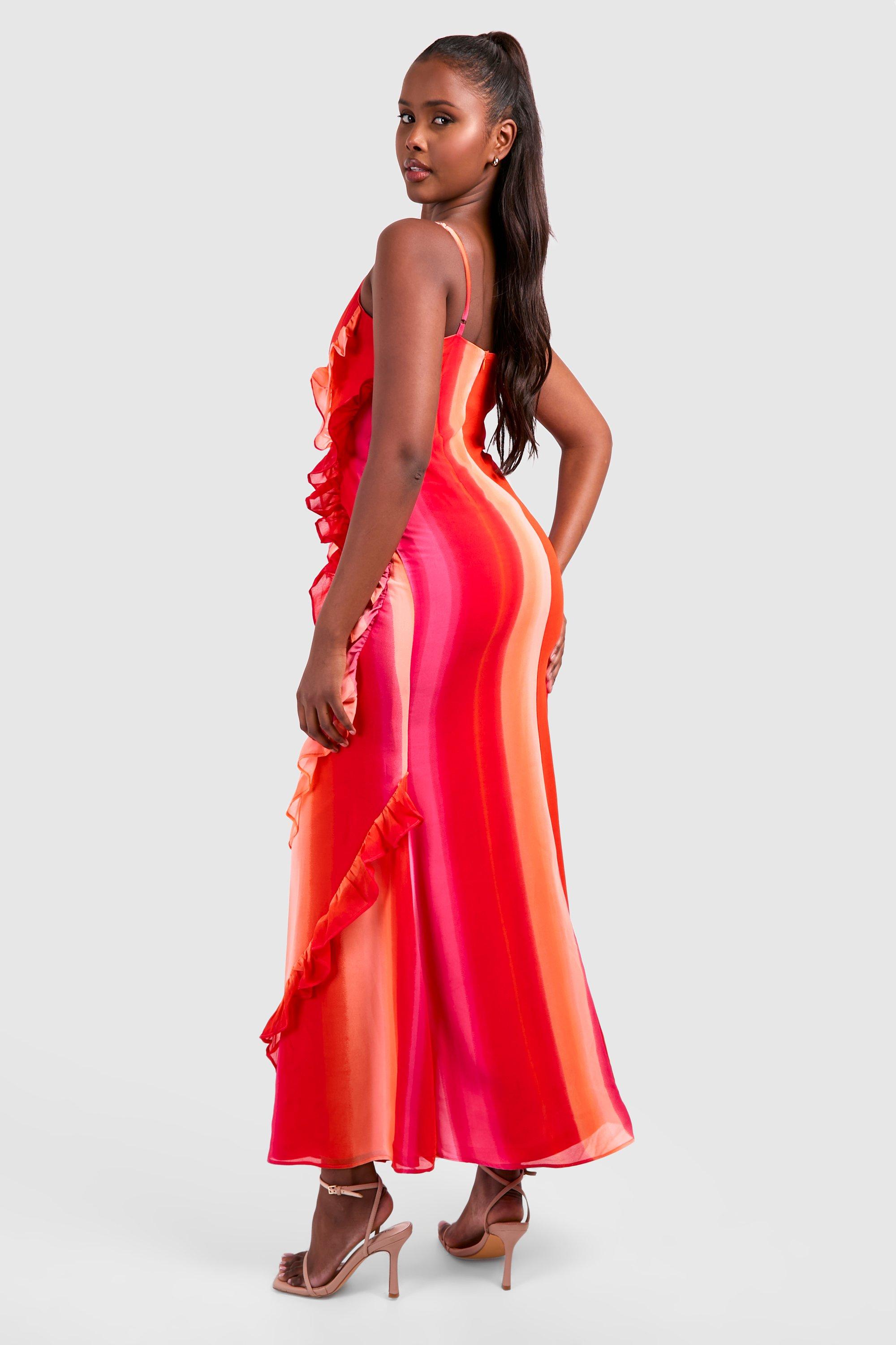 Ombre Ruffle Tiered Maxi Dress boohoo UK