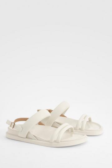 Ecru White Wide Width Double Strap Slingback Dad Sandals