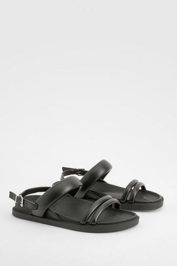 Black Wide Fit Double Strap Slingback Dad Sandals