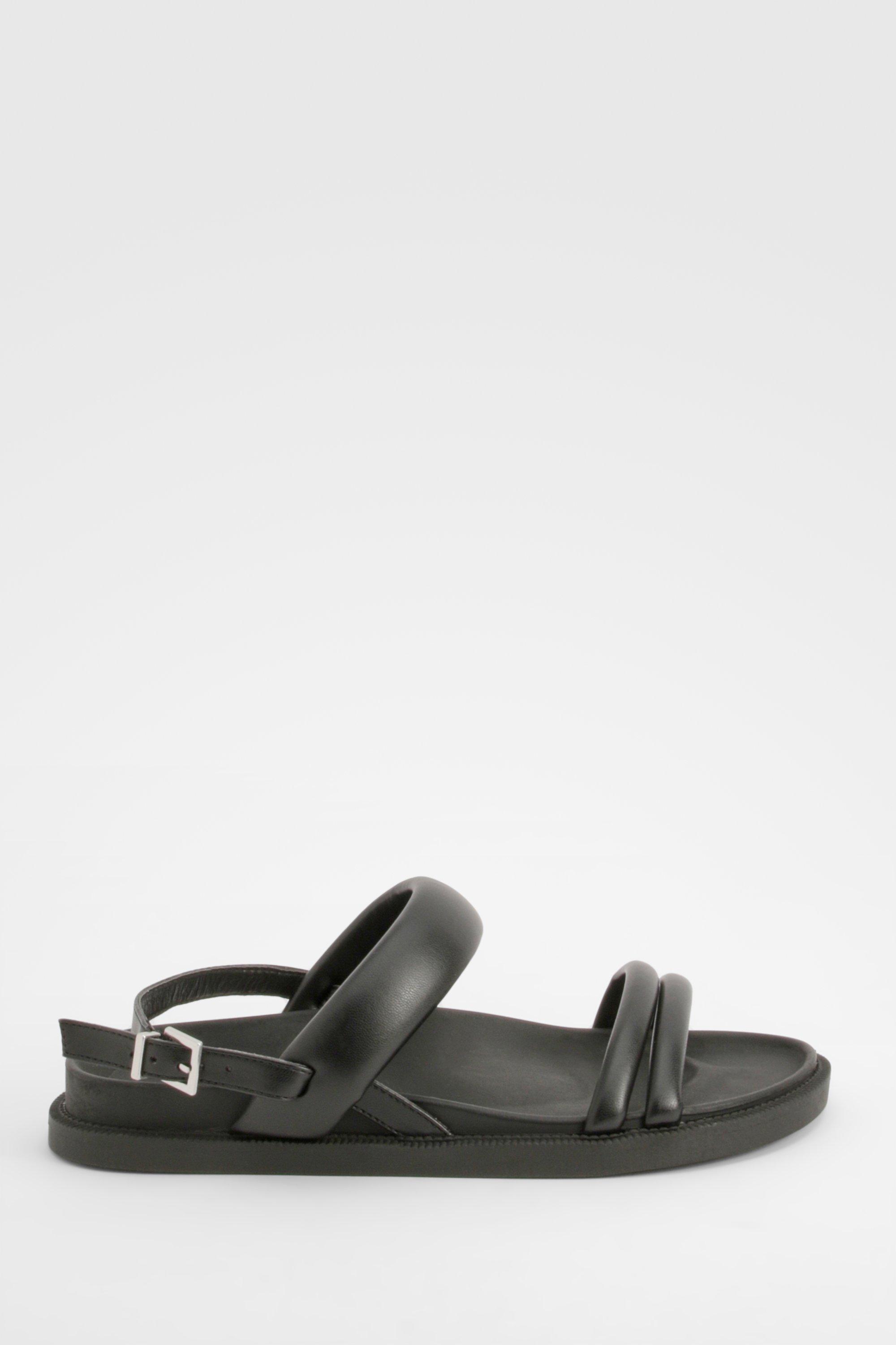Boohoo Women s Wide Fit Double Strap Slingback Dad Sandals Black