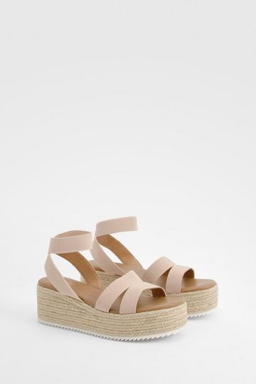 Wide Fit Double Strap Chunky Flatforms nude