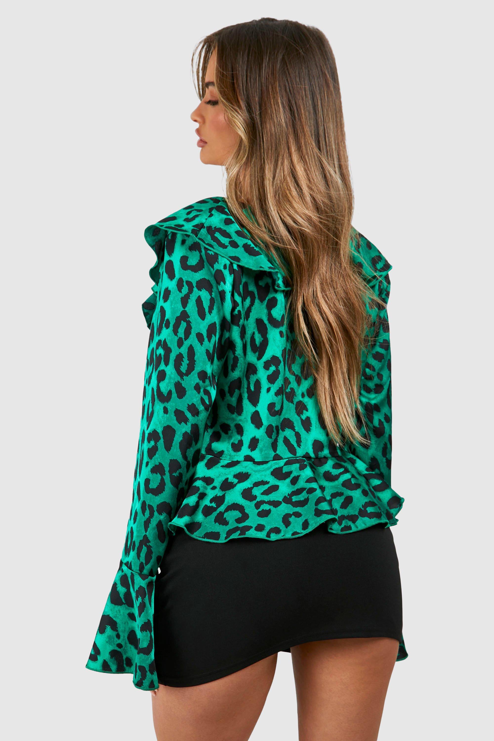 Leopard Ruffle Chiffon Printed Blouse