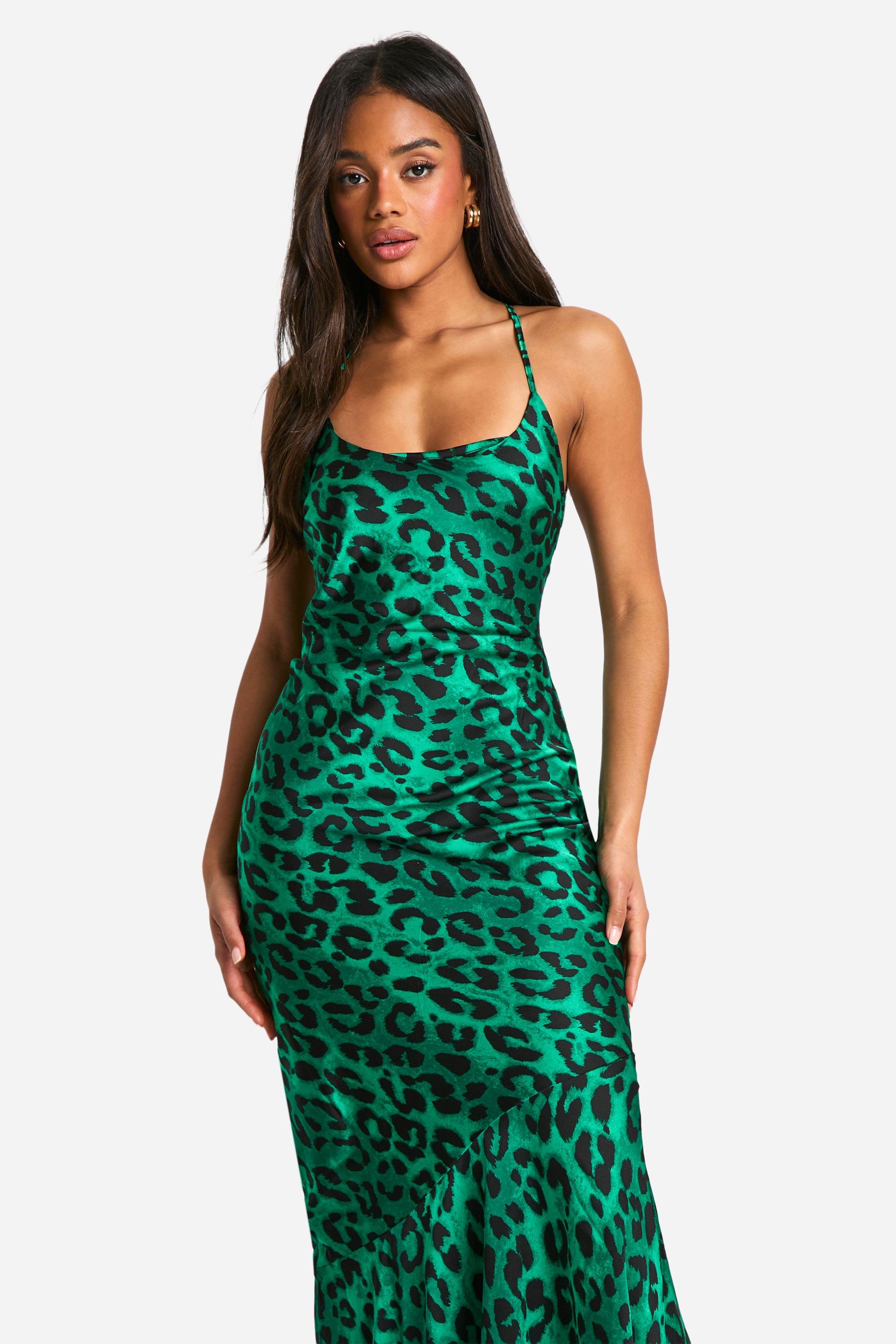 Leopard Print Tie Back Ruffle Hem Maxi Dress | boohoo USA