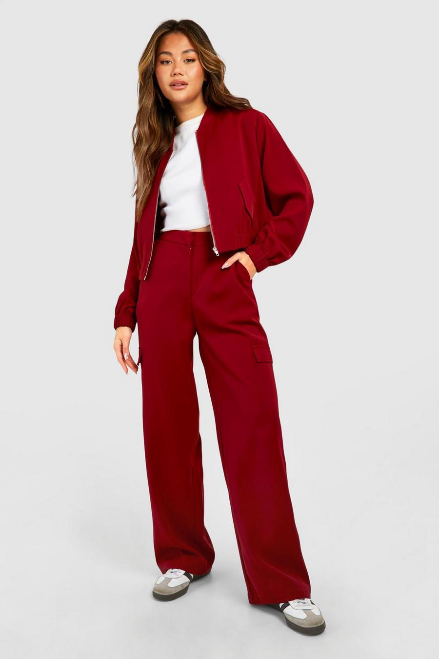 Cherry Wide Leg Cargo Trousers image number 1