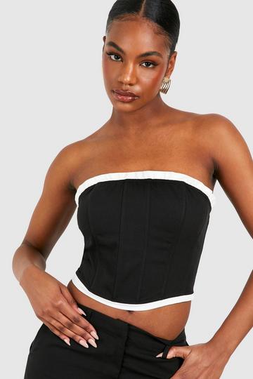 Tall Woven Contrast Bandeau Corset black