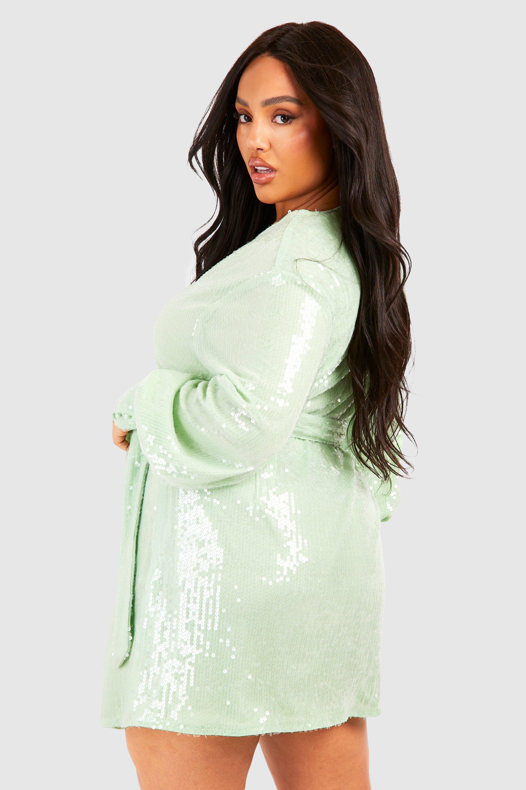 Plus Sequin Wrap Dress boohoo DK