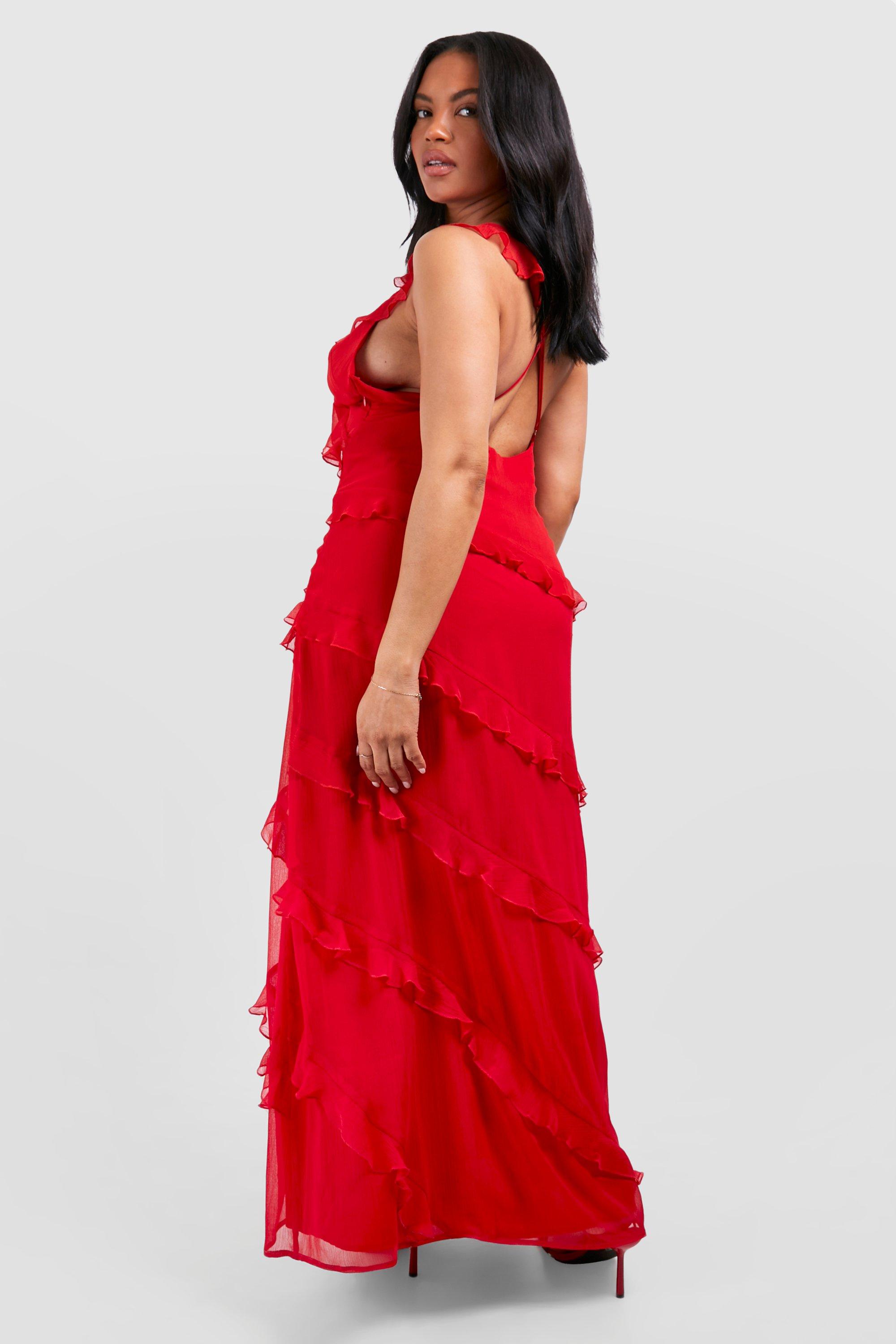 Red maxi dress fashion boohoo