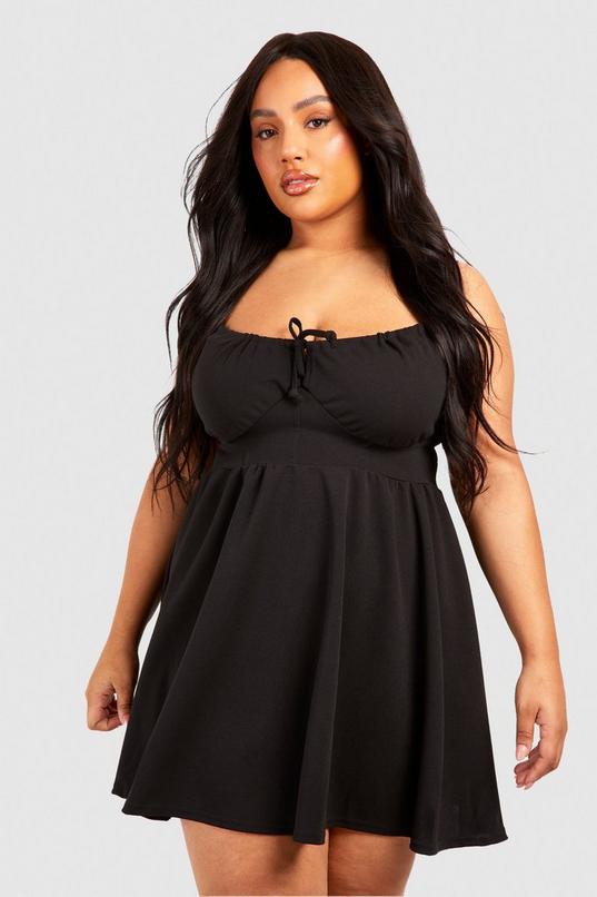 boohoo Plus Ruched Corset Detail Skater Dress Sale