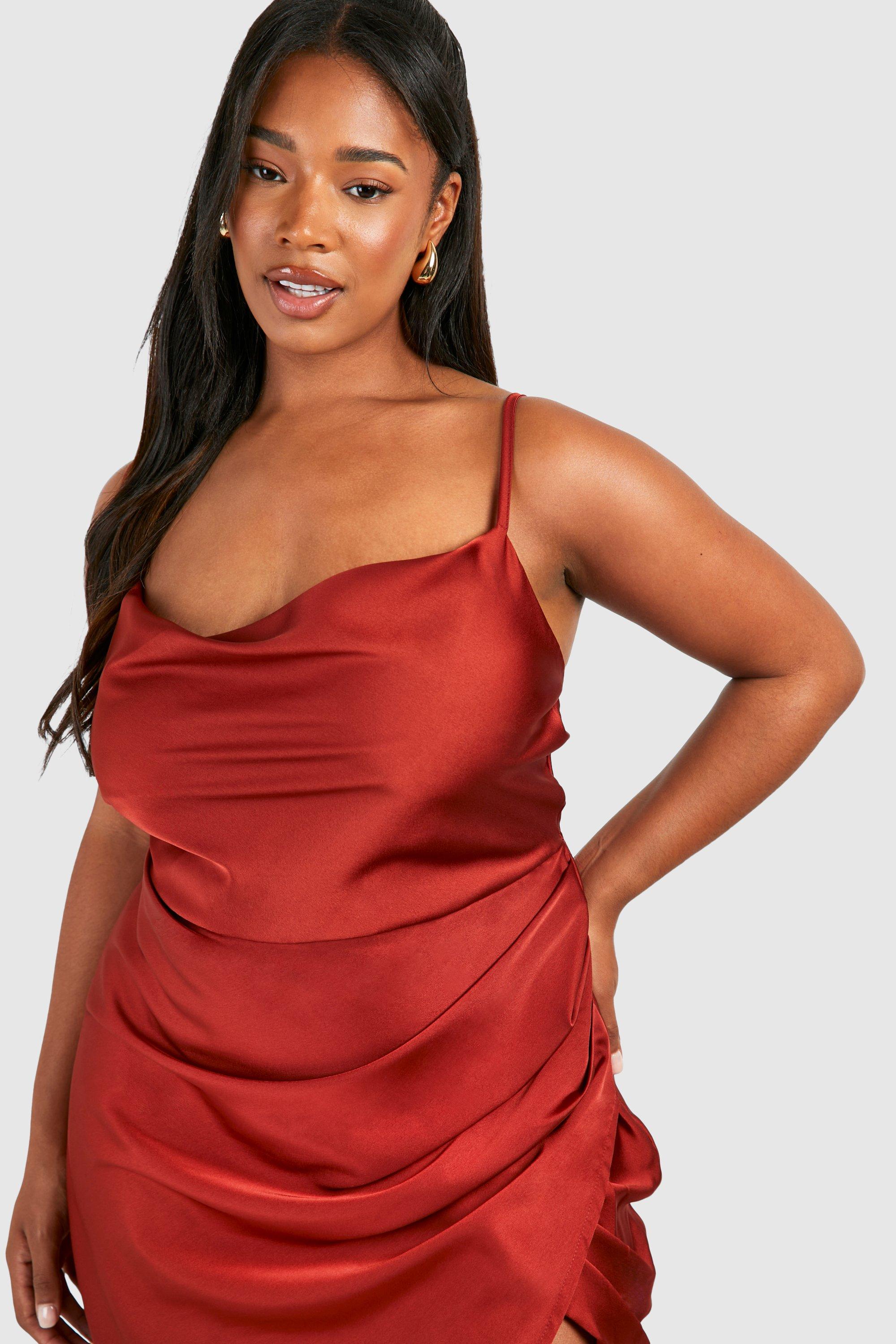 Plus Satin Wrap Midi Dress | boohoo USA