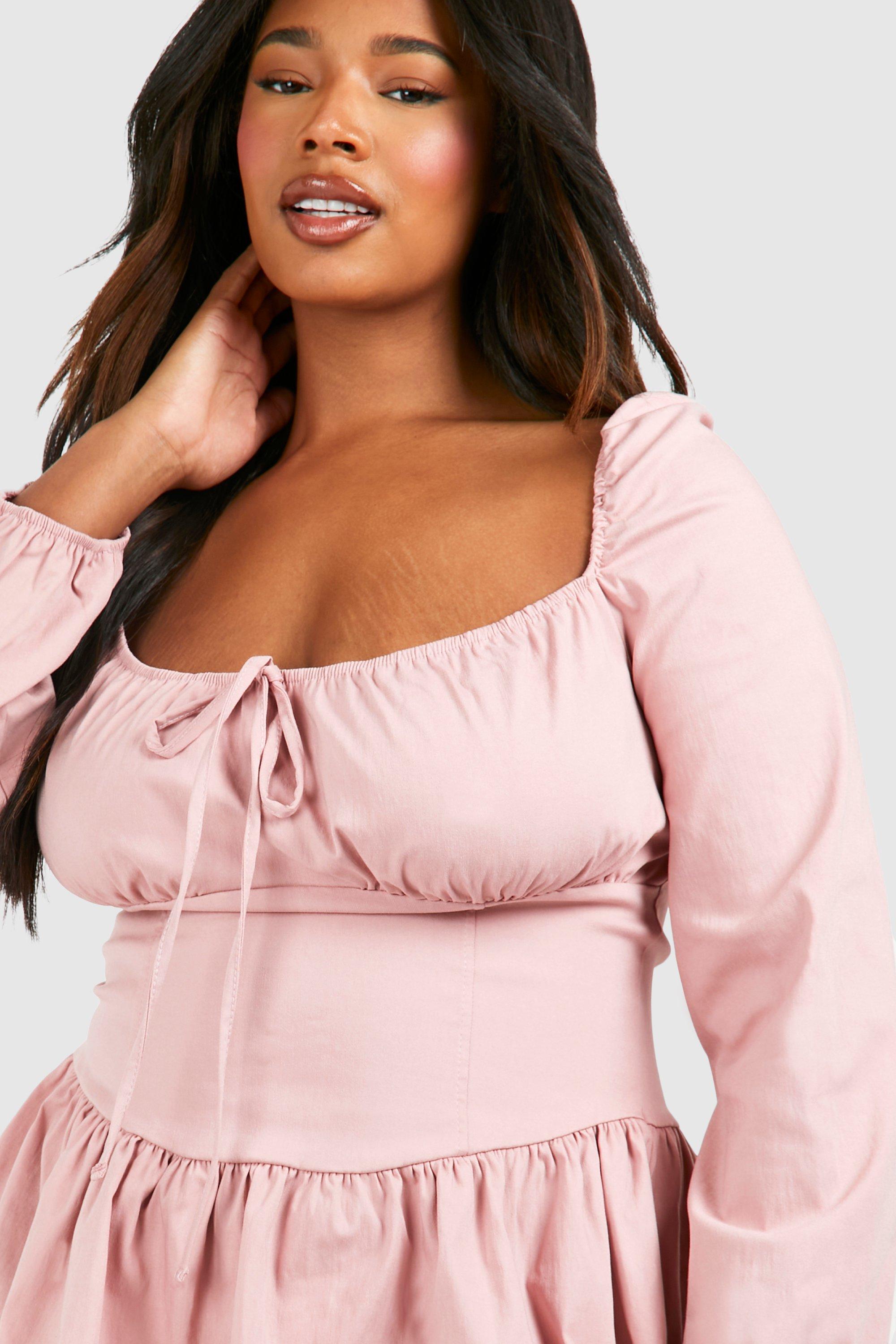 Pink skater dress plus size best sale