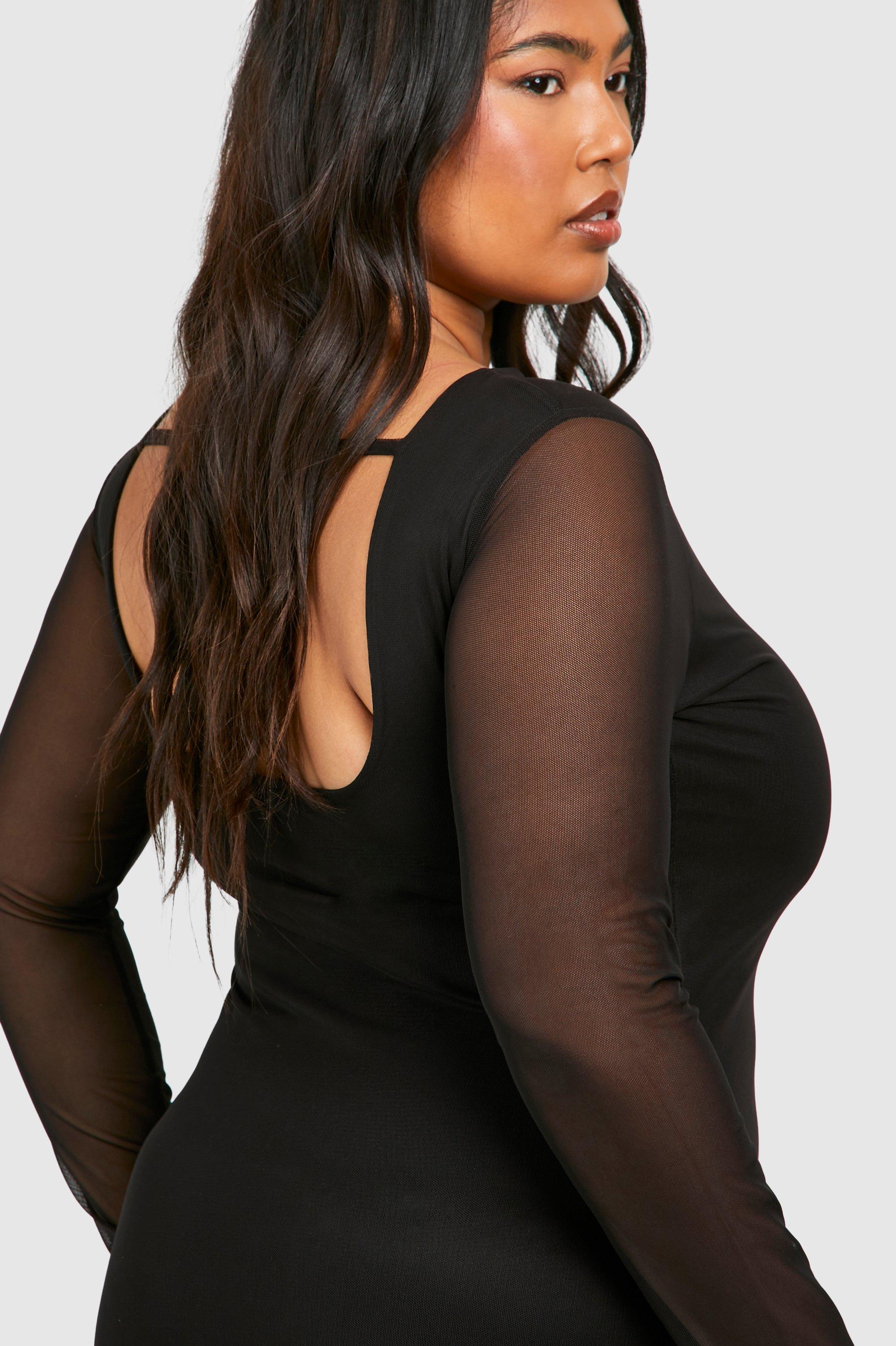 Plus Mesh Low Back Maxi Dress boohoo