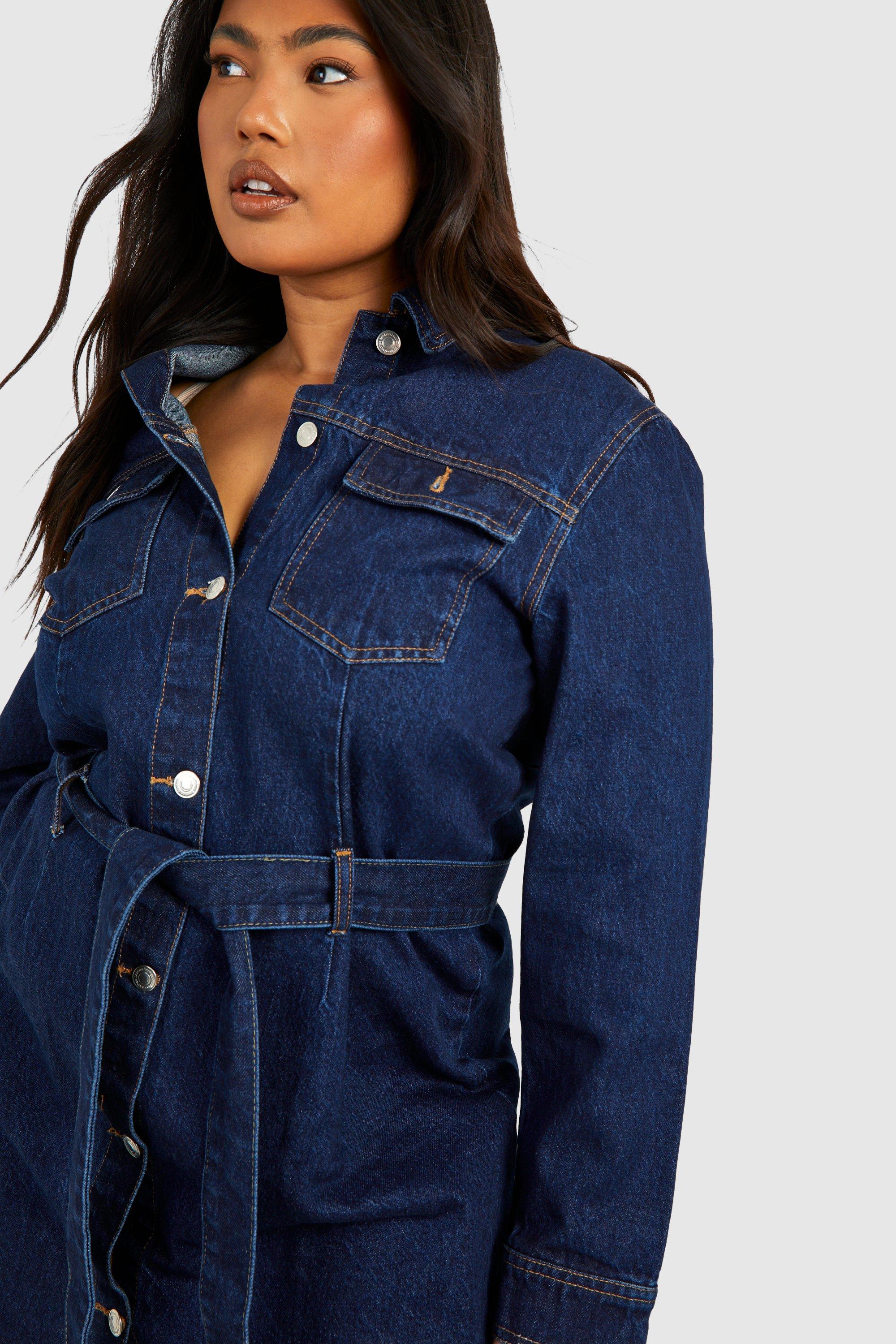 Grande taille Robe nouee en jean a ceinture boohoo FR