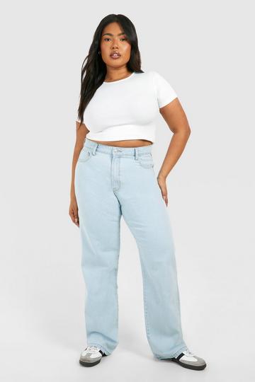 Brown Plus Light Wash Slim Wide Leg Jean