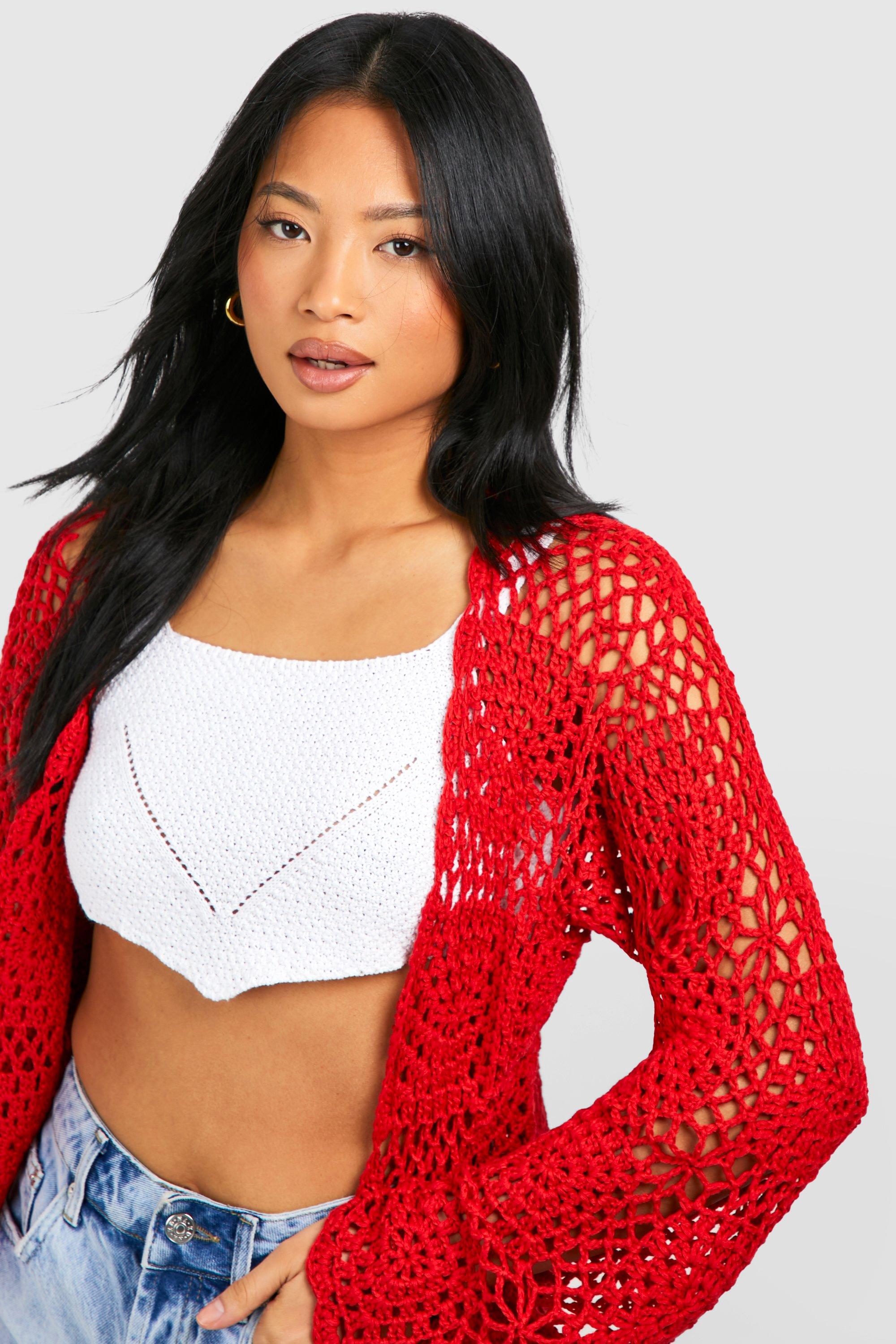 Women's Petite Crochet Cardigan | Boohoo UK