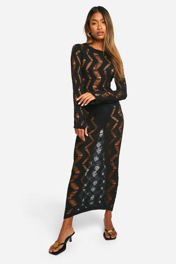 Ladder Scoop Back Maxi Dress black