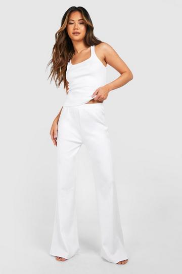 Premium Rib Flare Lounge Pants white