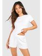 Gerippte Premium Loungewear-Shorts, White
