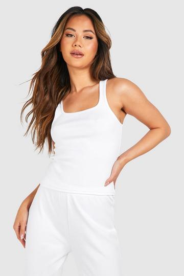 White Premium Rib Lounge Tank Top