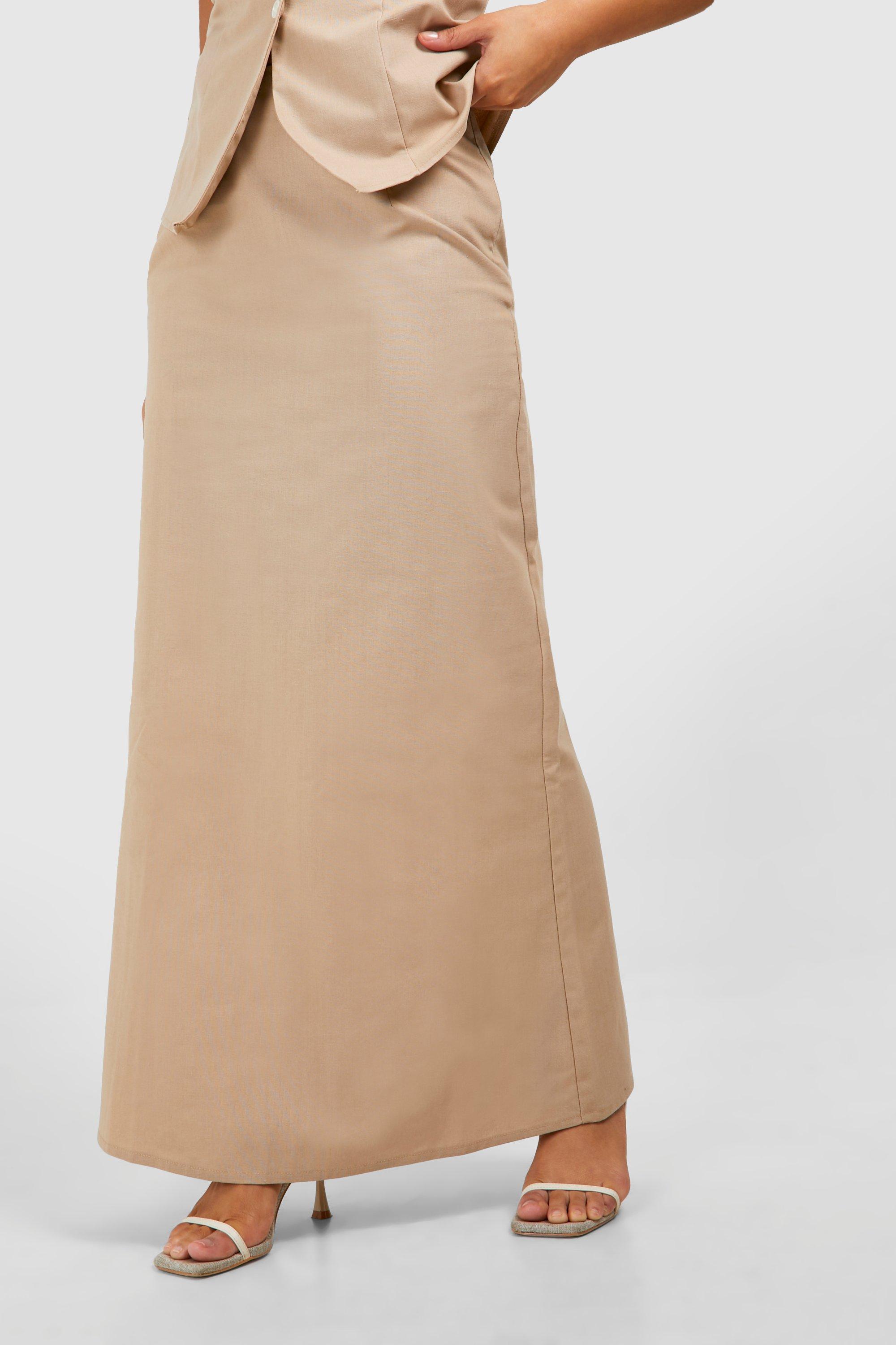 Petite Linen Blend Maxi Skirt