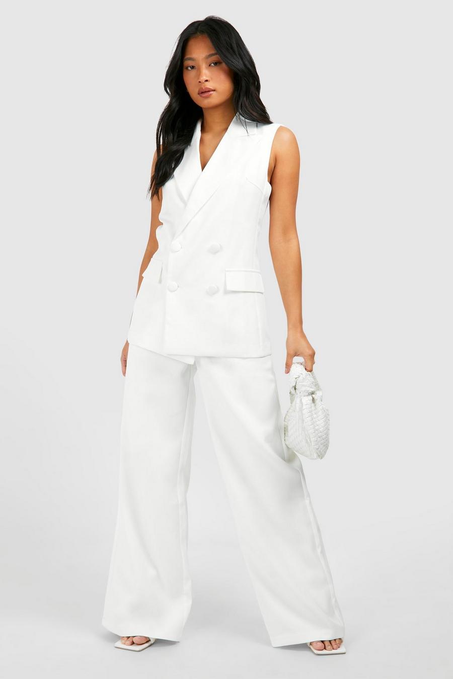 Ivory Petite Wide Leg Trouser  image number 1