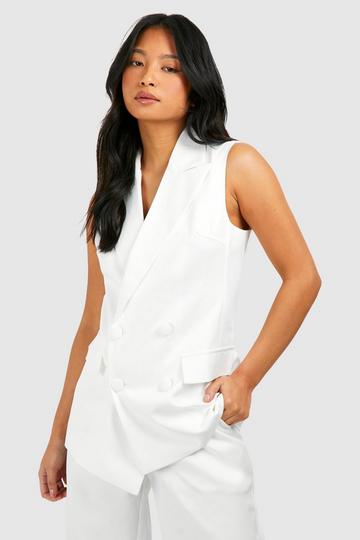 Petite Sleeveless Blazer ivory