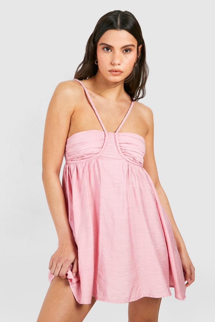 Pink Strap Detail Mini Dress image number 1