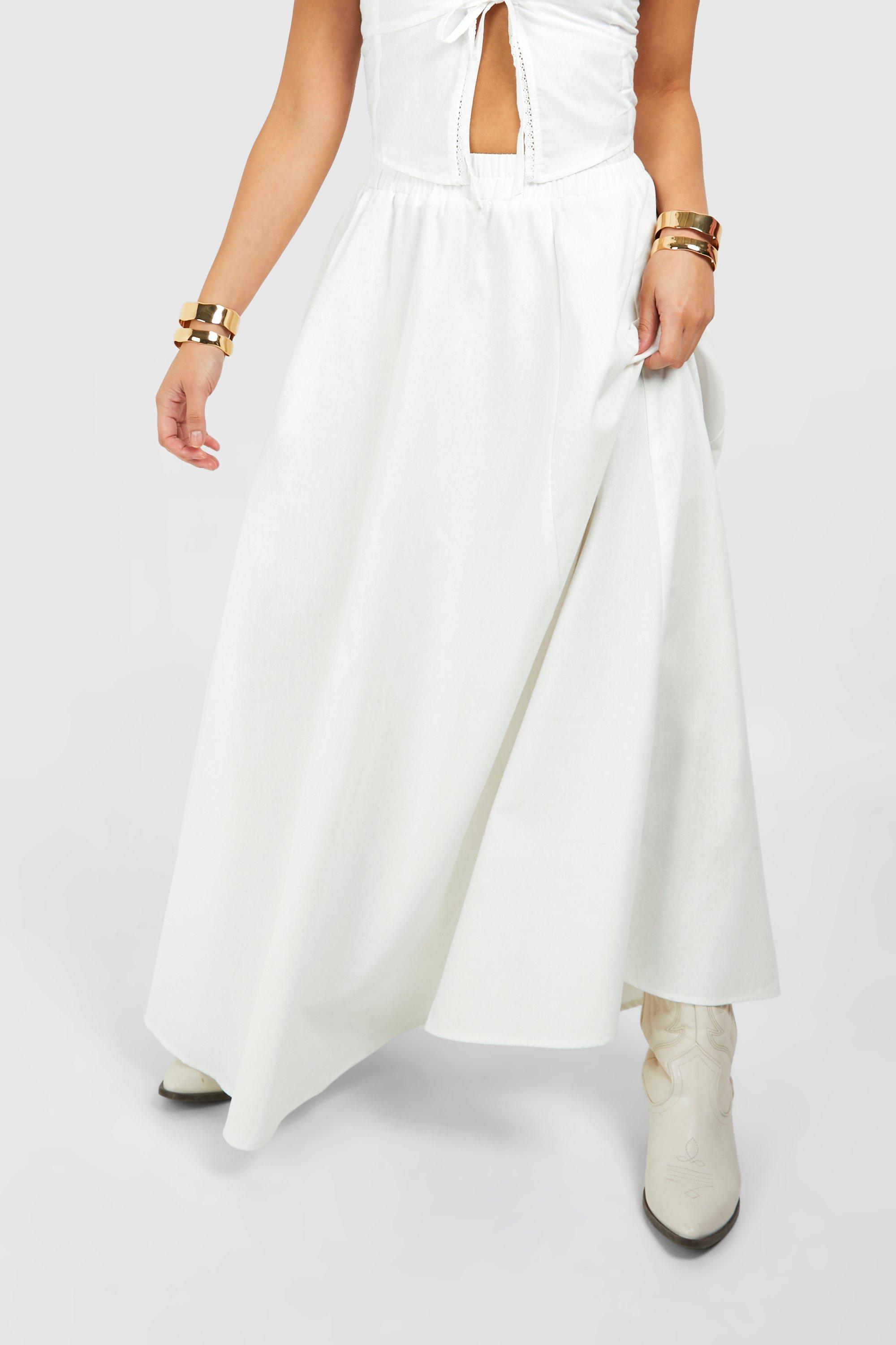 Petite Linen Blend Maxi Skirt | boohoo USA
