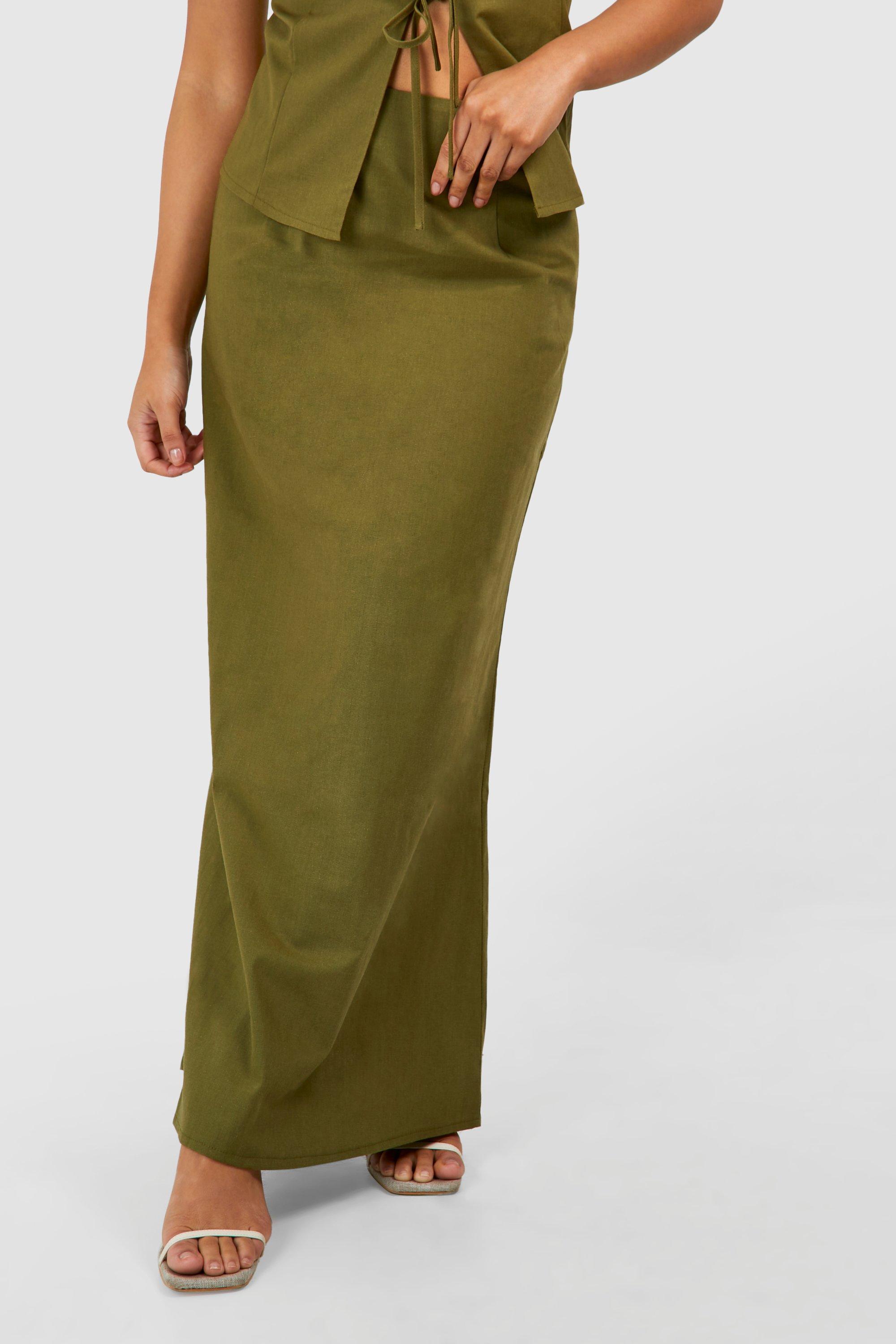 Petite Linen Blend Maxi Skirt