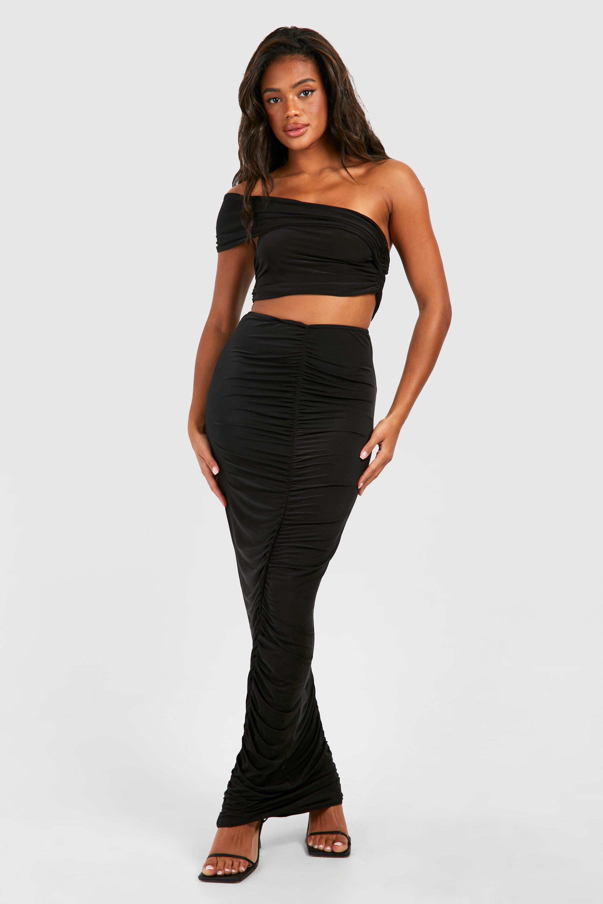 Ruched 2025 maxi skirt