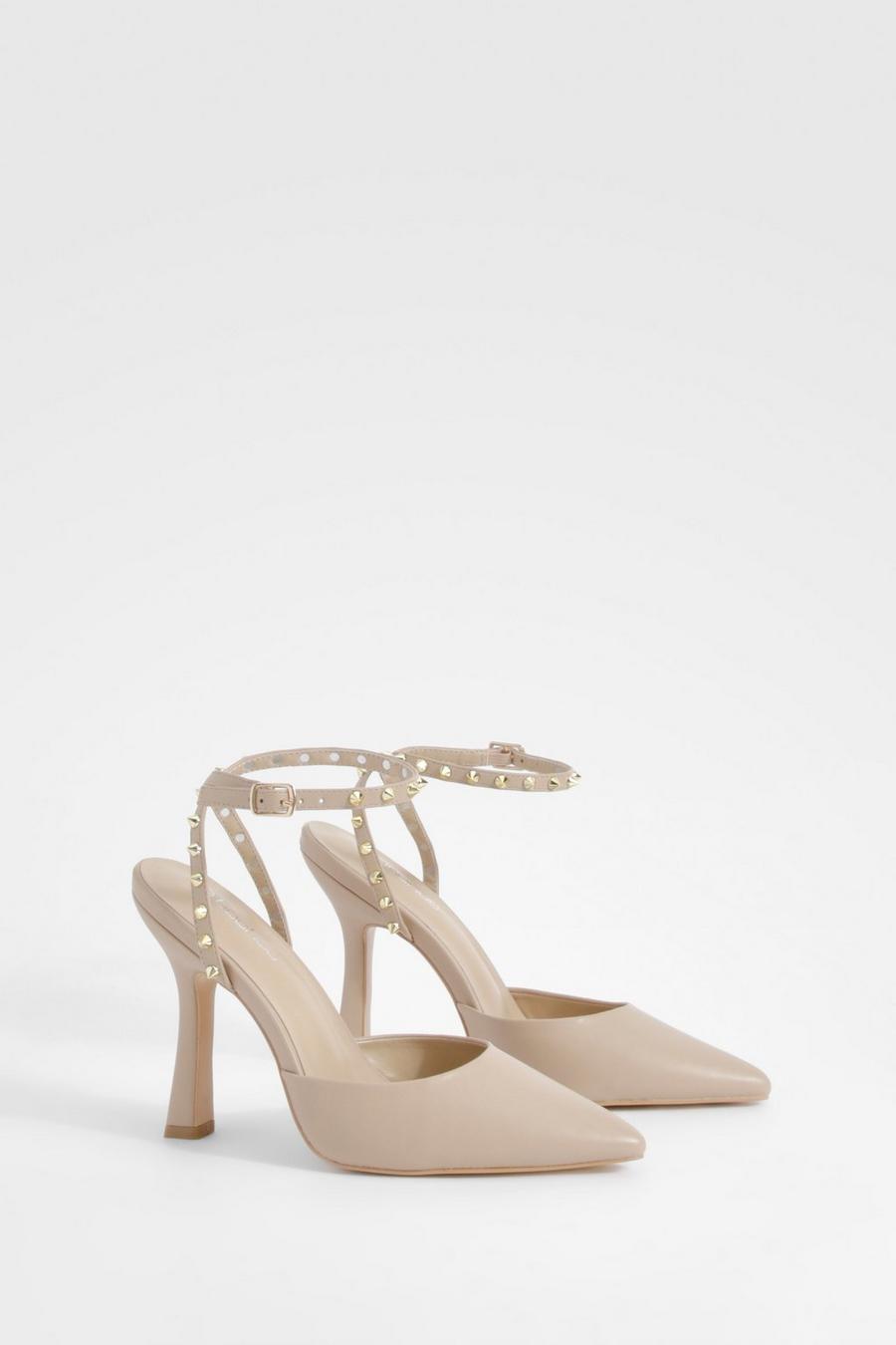 Nude Stud Detail Two Part Court Shoe 