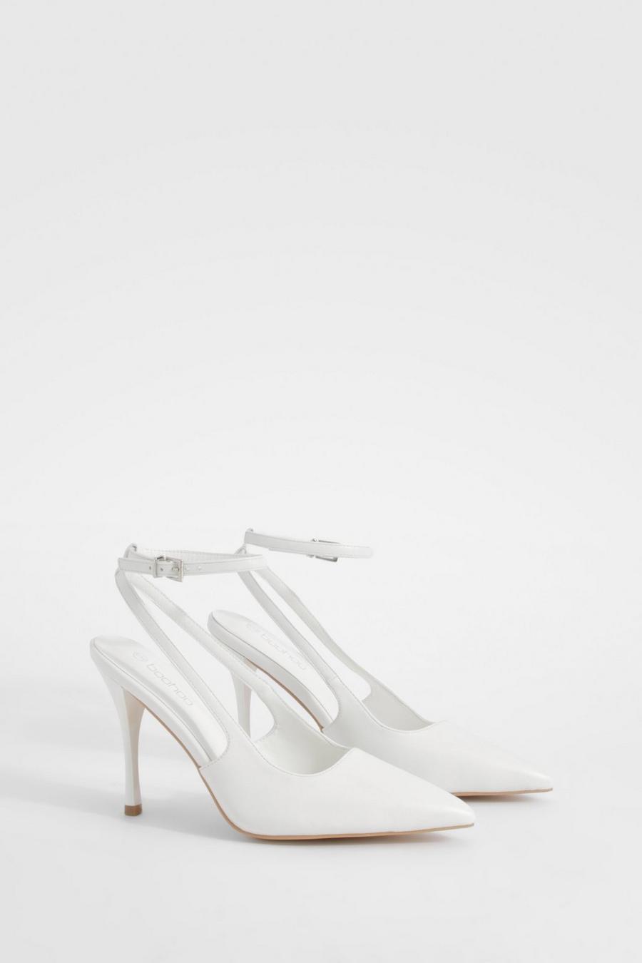 White Pumps med cut-out och snörning image number 1