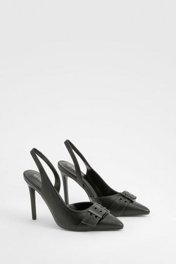 Black Slingback Buckle Detail Pumps