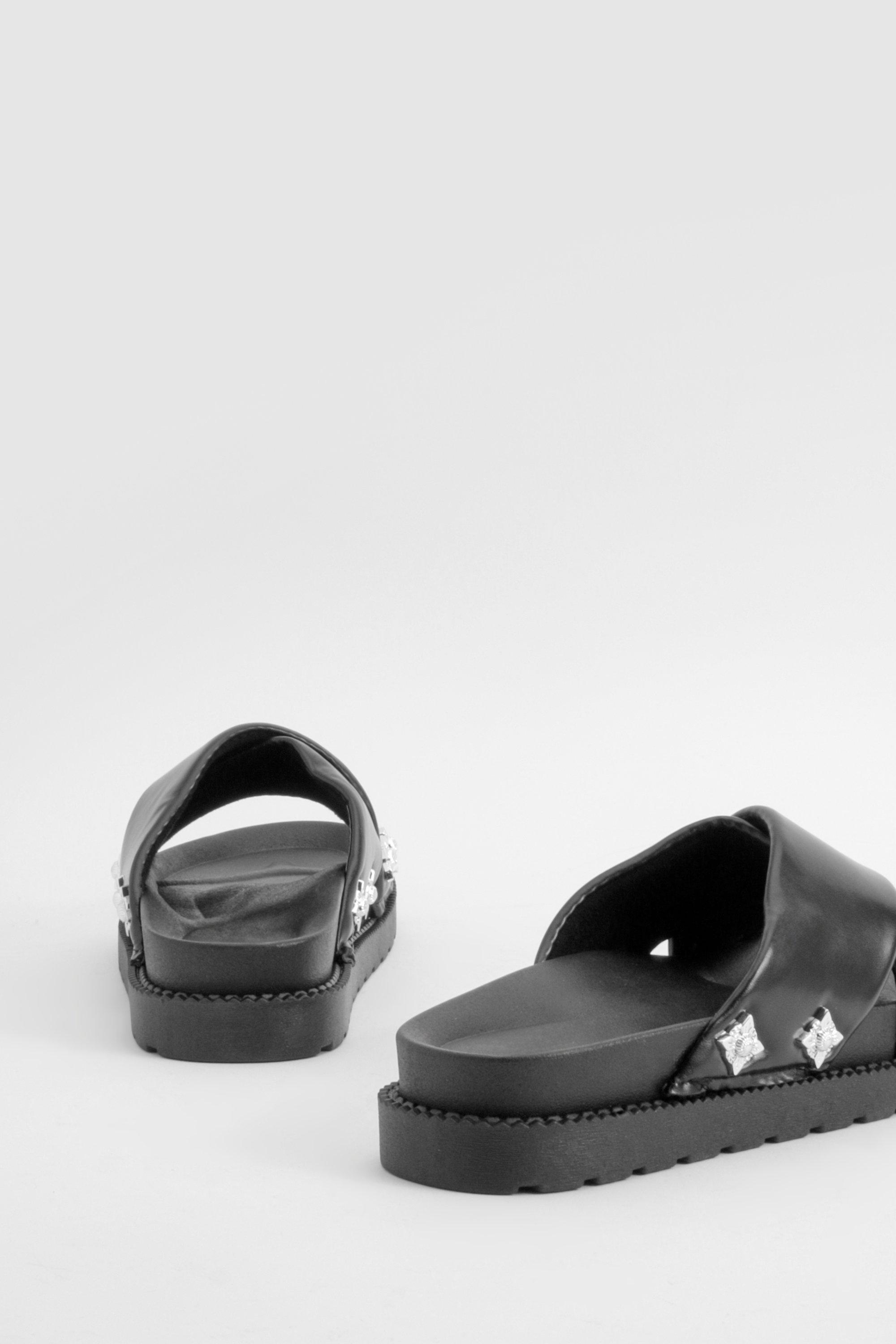Crossover Western Stud Padded Sliders