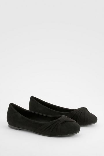 Brede Gedraaide Ballerina Schoenen black