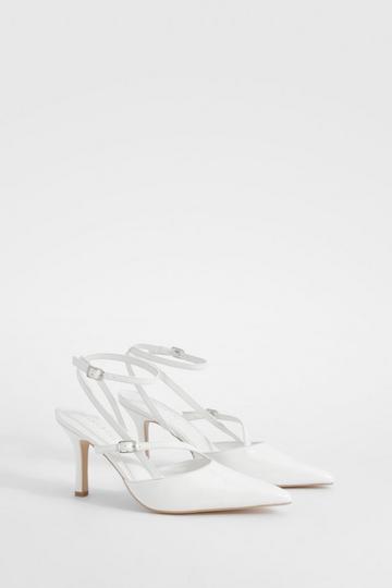 Leren Pumps Met Asymmetrische Bandjes En Puntneus white