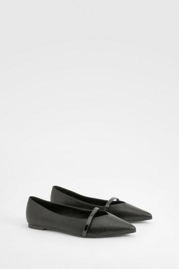 Contrast Detail Pointed Flats black