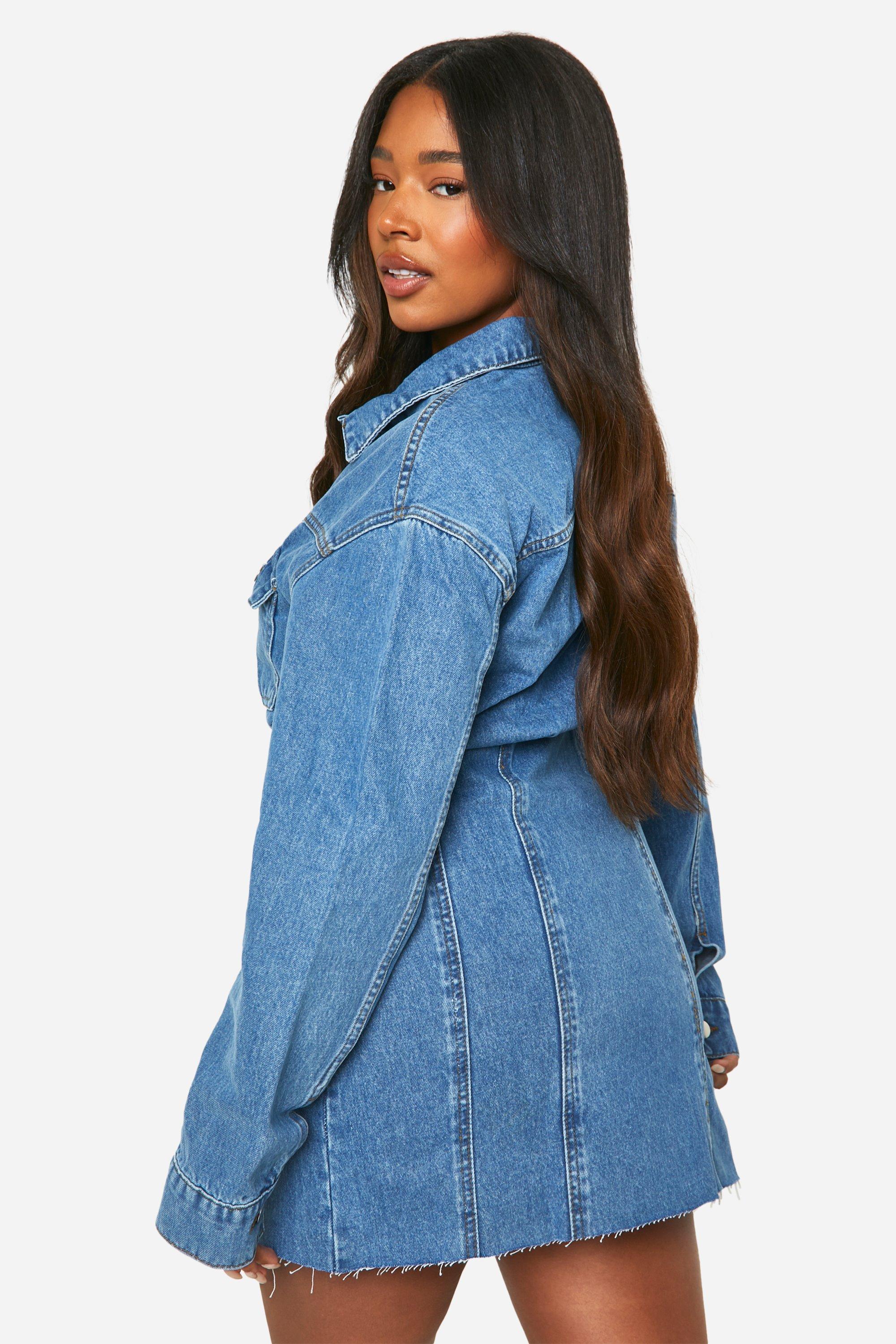 Grande taille Robe courte en jean boohoo FR