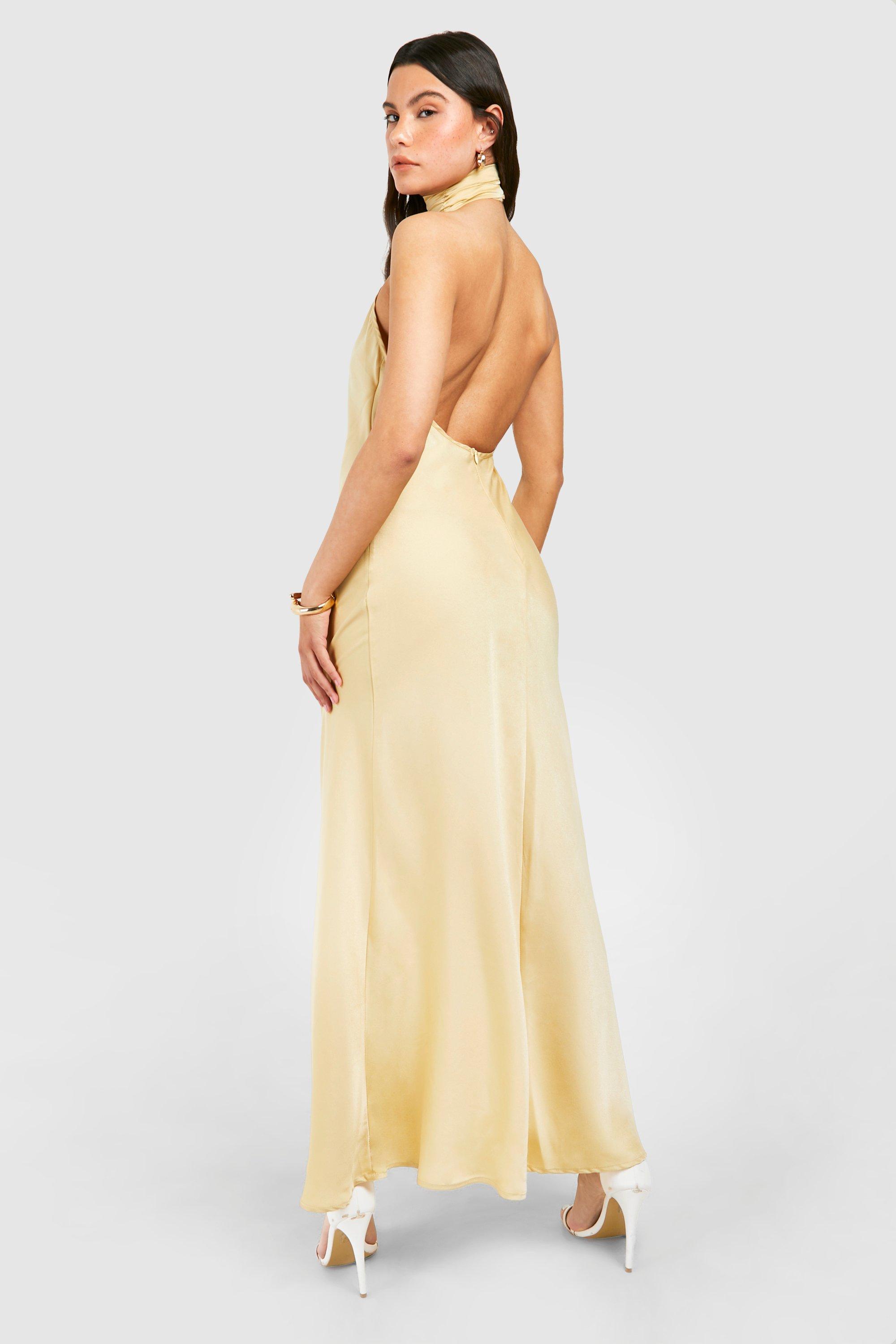 Satin Halterneck Maxi Dress