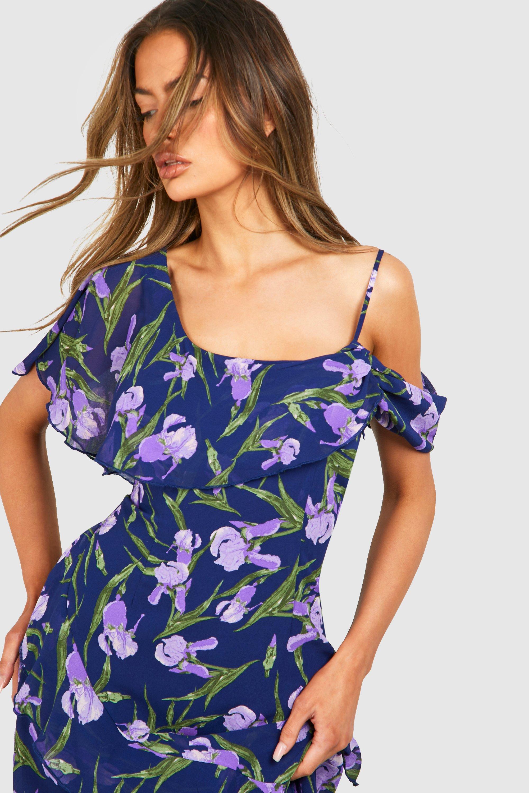 Floral Cold Shoulder Midaxi Dress boohoo NZ