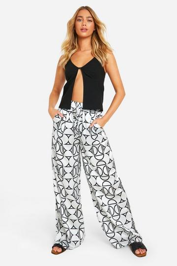 Mono Geo Satin Wide Leg Pants ivory