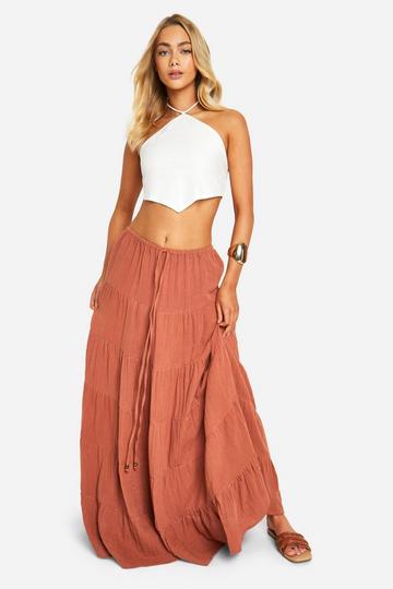 Floaty Tiered Maxi Skirt rust