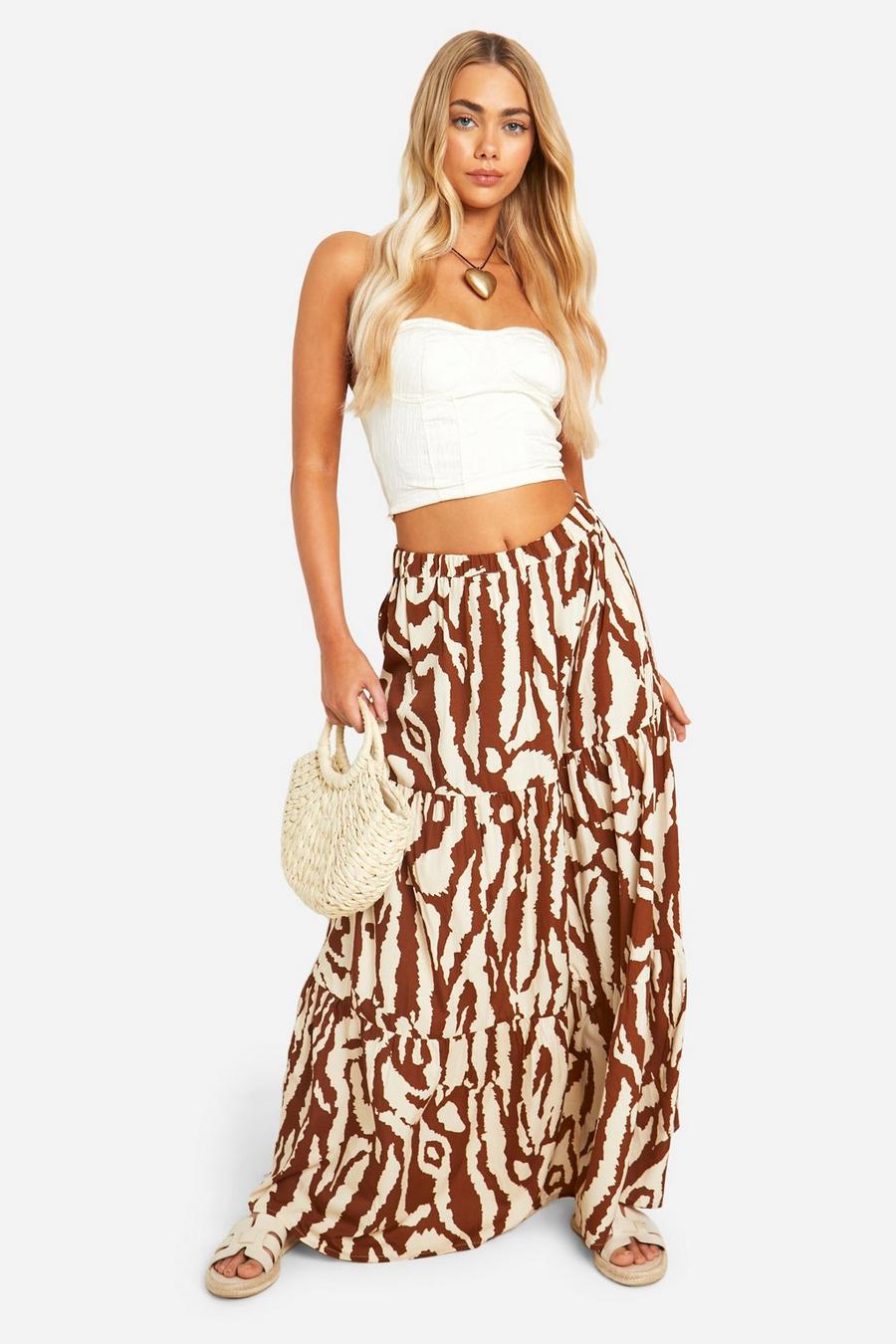 Multi Floaty Tiered Printed Maxi Skirt    image number 1