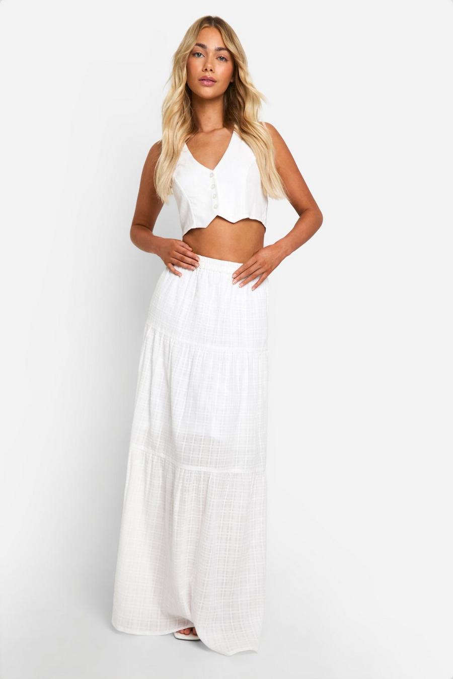 Textured Floaty Tiered Maxi Skirt    image number 1