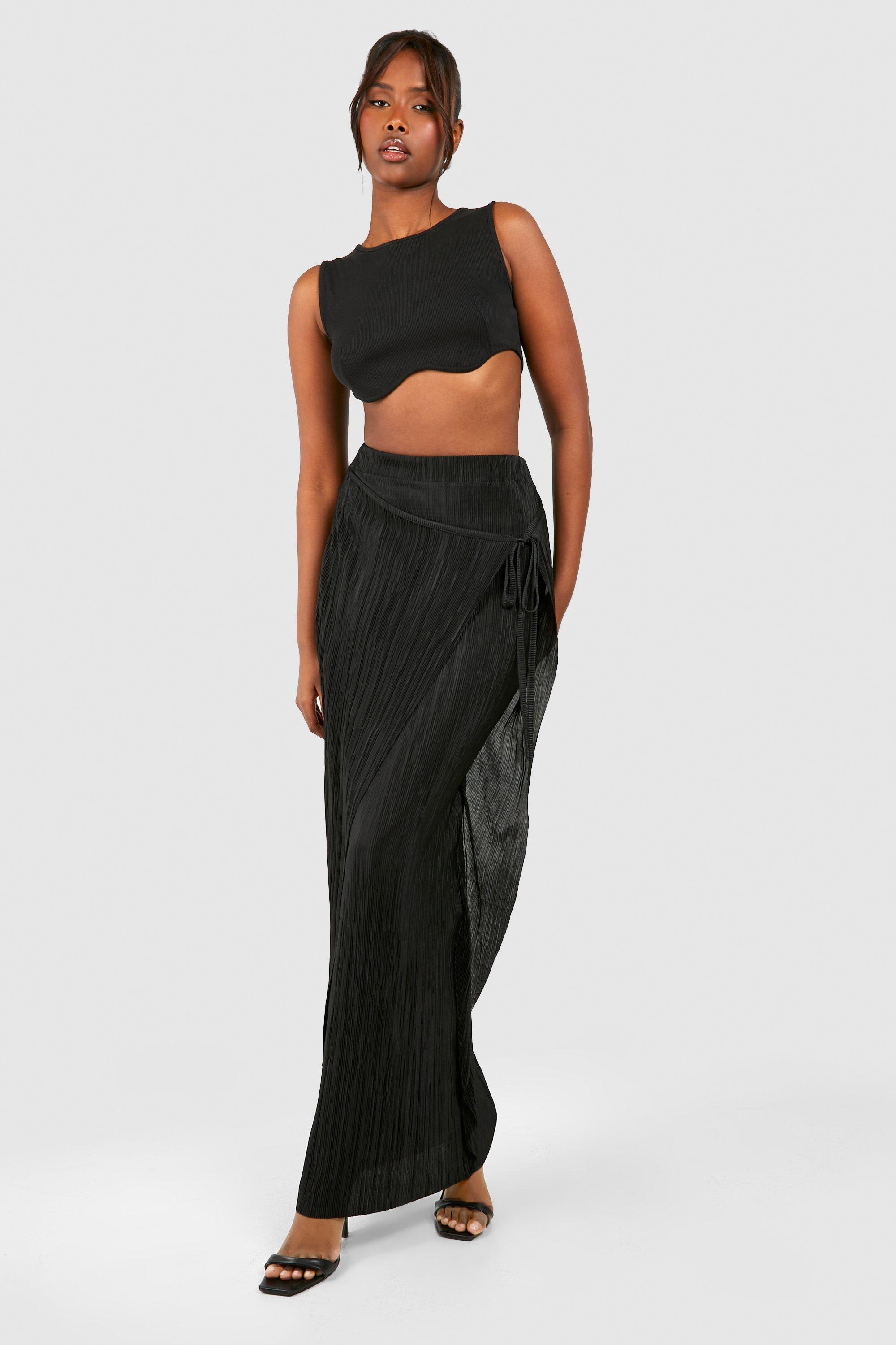 Wrap Plisse Maxi Skirt boohoo