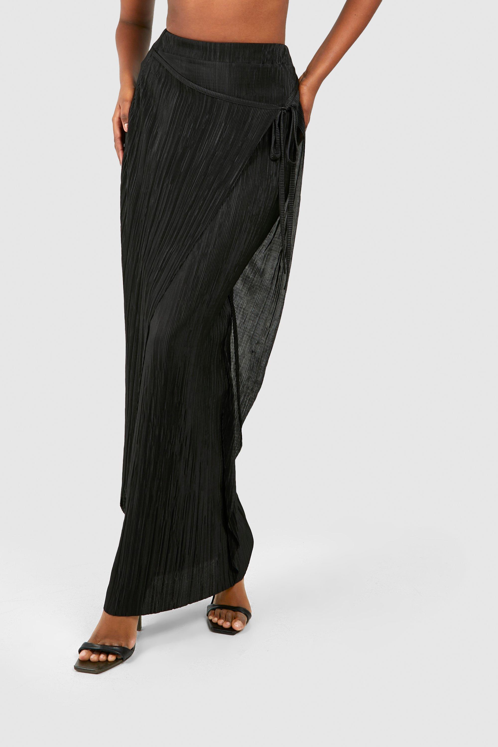 Wrap Plisse Maxi Skirt | boohoo