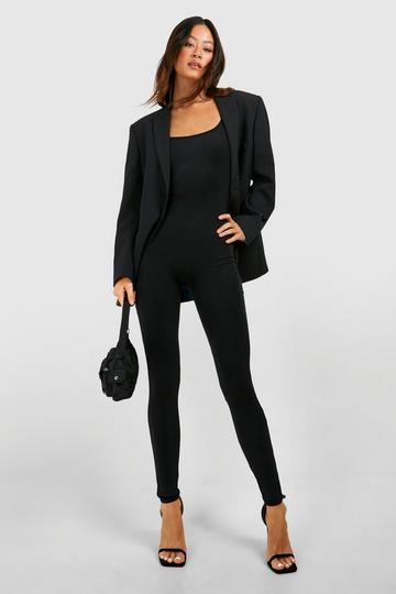 Tall Matte Strakke Premium Jumpsuit Met Naaddetail black