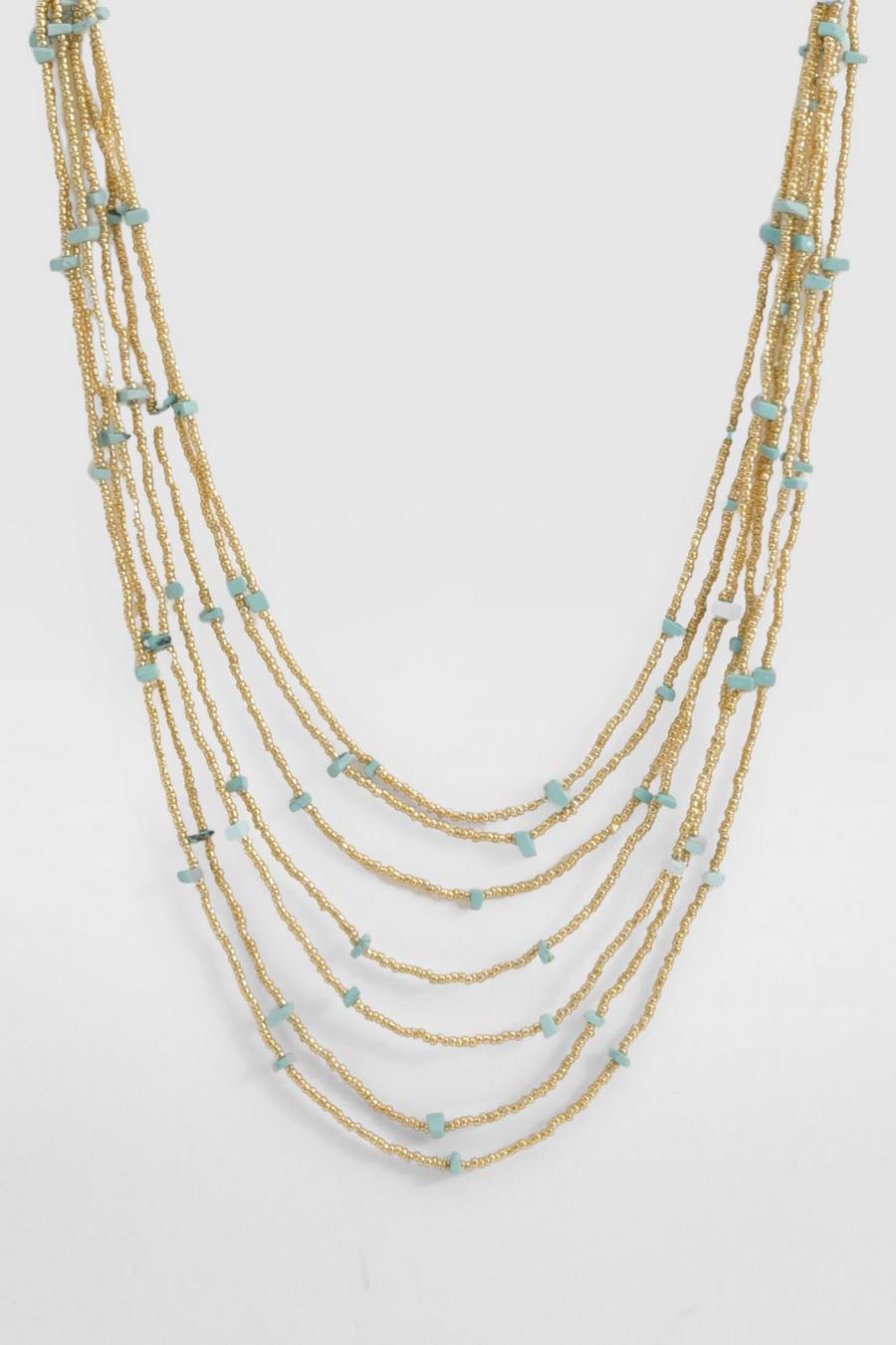 Turquoise Layered Beaded Necklace image number 1